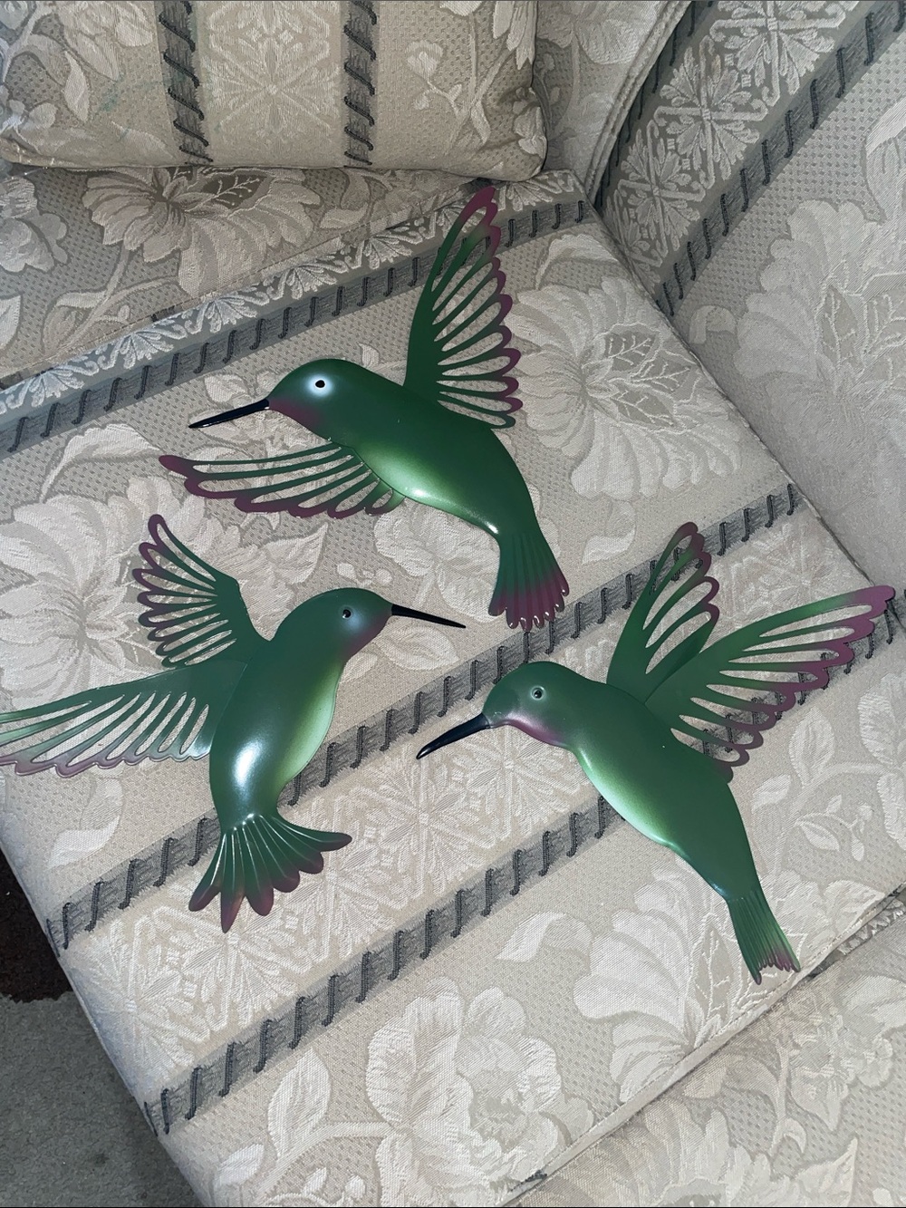 Green Metal Hummingbird Wall Decor - Set of 3